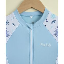 Pine Kids Half Raglan Sleeves Printed Frock Swimsuit - Blue