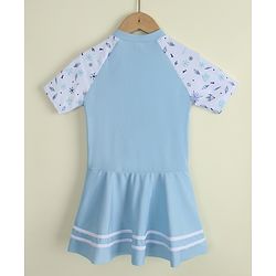 Pine Kids Half Raglan Sleeves Printed Frock Swimsuit - Blue