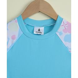 Pine Kids Half Raglan Sleeves Printed Two Piece Swimsuit - Light Blue