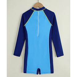 Pine Active Full Raglan Sleeves Legged Swimsuit - Blue
