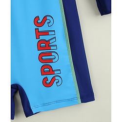 Pine Active Full Raglan Sleeves Legged Swimsuit - Blue