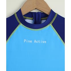 Pine Active Full Raglan Sleeves Legged Swimsuit - Blue