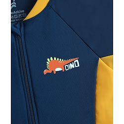 Pine Active Half Raglan Sleeves Legged Swimsuit with Dino Print - Yellow