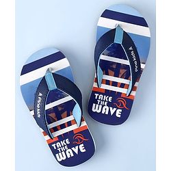 Pine Kids Slip On Beach Theme Printed & Striped Flip Flop - Blue