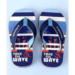 Pine Kids Slip On Beach Theme Printed & Striped Flip Flop - Blue