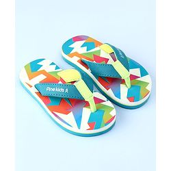 Pine Kids Slip On Flip Flops with Abstract Print - Multicolor