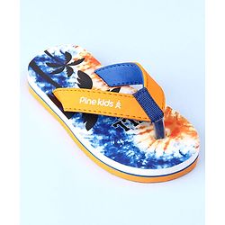 Pine Kids Slip On Flip Flops with Coconut Tree Print - Blue