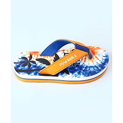 Pine Kids Slip On Flip Flops with Coconut Tree Print - Blue
