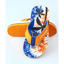 Pine Kids Slip On Flip Flops with Coconut Tree Print - Blue