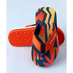 Pine Kids Slip On Flip Flops with Abstract Print - Orange