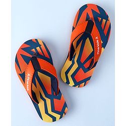 Pine Kids Slip On Flip Flops with Abstract Print - Orange
