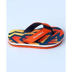 Pine Kids Slip On Flip Flops with Abstract Print - Orange