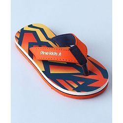 Pine Kids Slip On Flip Flops with Abstract Print - Orange