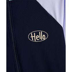 Pine Kids Raglan Full Sleeves Text Printed Legged Swimsuit - Navy Blue