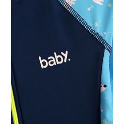 Pine Kids Raglan Full Sleeves Animal Printed Legged Swimsuit - Navy Blue
