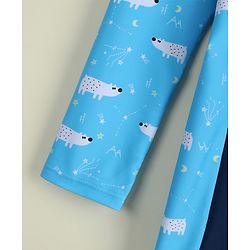 Pine Kids Raglan Full Sleeves Animal Printed Legged Swimsuit - Navy Blue