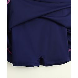 Pine Kids Sleeveless Solid Frock Swimsuit - Navy Blue