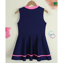 Pine Kids Sleeveless Solid Frock Swimsuit - Navy Blue