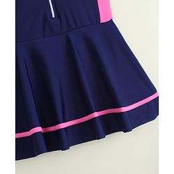 Pine Kids Sleeveless Solid Frock Swimsuit - Navy Blue