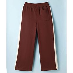 Pine Kids Knit Full Length Solid Colour Track Pant with Tape Detailing - Black