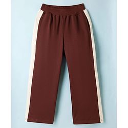 Pine Kids Knit Full Length Solid Colour Track Pant with Tape Detailing - Black