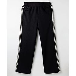 Pine Kids Knit Full Length Track Pant with Striped Design - Black