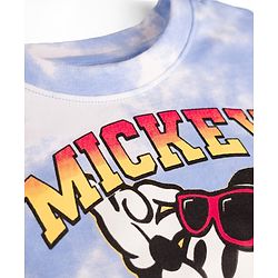 Pine Kids Disney Single Jersey Knit Drop Shoulder Half Sleeves  Tie & Dye T-Shirt & Shorts Set with Mickey Mouse Graphic - Blue