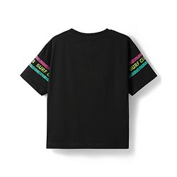 PINE KIDS DISNEY 100% Cotton Knit Half Sleeves T-Shirt & Pant Set With Stitch Graphics - Black