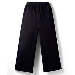 Pine Kids Knit Full Length Solid Track Pant with Tape & Button Detailing- Black