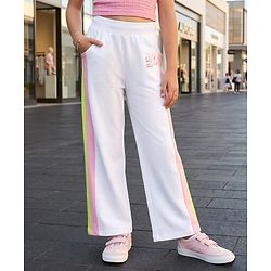 Pine Kids Knit Full Length Cut & Sew Track Pant with Life Style Print - White
