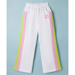 Pine Kids Knit Full Length Cut & Sew Track Pant with Life Style Print - White