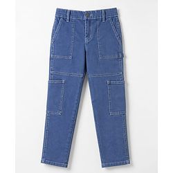 Pine Kids Woven Full Length Solid Denim Jeans - Light Blue