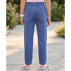 Pine Kids Woven Full Length Solid Denim Jeans - Light Blue