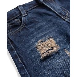 Pine Kids Woven Full Length Distressed Denim Jeans - Dark Blue