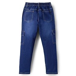 Pine Kids Denim Woven Full Length Washed Jeans With Cargo Pockets - Blue