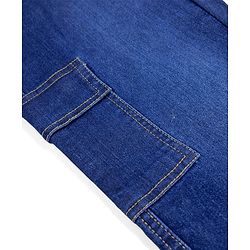 Pine Kids Denim Woven Full Length Washed Jeans With Cargo Pockets - Blue
