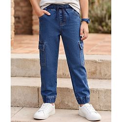 Pine Kids Denim Woven Full Length Solid Color Jeans - Navy Blue