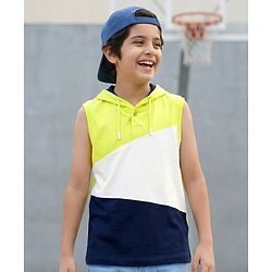 Pine Kids Cotton Knit Sleeveless Cut & Sew Hooded T-Shirt - Multicolor