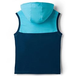 Pine Kids Cotton Knit Sleeveless Cut & Sew Hooded T-Shirt with Long Beach Print - Multicolor