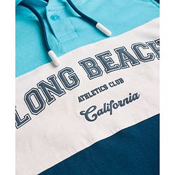 Pine Kids Cotton Knit Sleeveless Cut & Sew Hooded T-Shirt with Long Beach Print - Multicolor