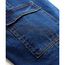 Pine Kids Cotton Elastane Woven Full Length Solid Denim Jeans With Cargo Pockets - Navy Blue