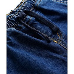 Pine Kids Cotton Elastane Woven Full Length Solid Denim Jeans With Cargo Pockets - Navy Blue