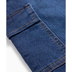 Pine Kids Denim Woven Full Length Washed Jeans With Cargo Pockets - Navy Blue