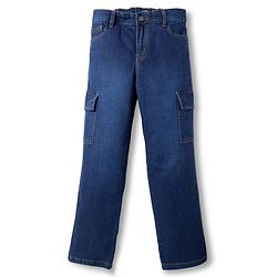 Pine Kids Denim Woven Full Length Washed Jeans With Cargo Pockets - Navy Blue
