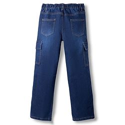 Pine Kids Denim Woven Full Length Washed Jeans With Cargo Pockets - Navy Blue