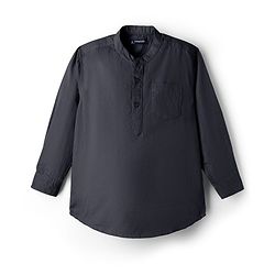 Pine Kids Cotton Woven Full Sleeves Solid Colour Kurta Style Shirt - Black