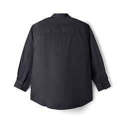 Pine Kids Cotton Woven Full Sleeves Solid Colour Kurta Style Shirt - Black