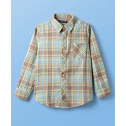 Pine Kids Cotton Woven Full Sleeves Checks Shirt With Printed Inner Tee - Multicolor