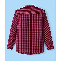 Pine Kids 100% Cotton Woven Full Sleeves Checks Shirt & Tank T-Shirt With Racing Car Print - Red