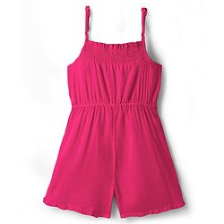 Pine Kids Viscose Cotton Woven Sleeveless Solid Colour Jumpsuit with Floral Applique - Fuschia